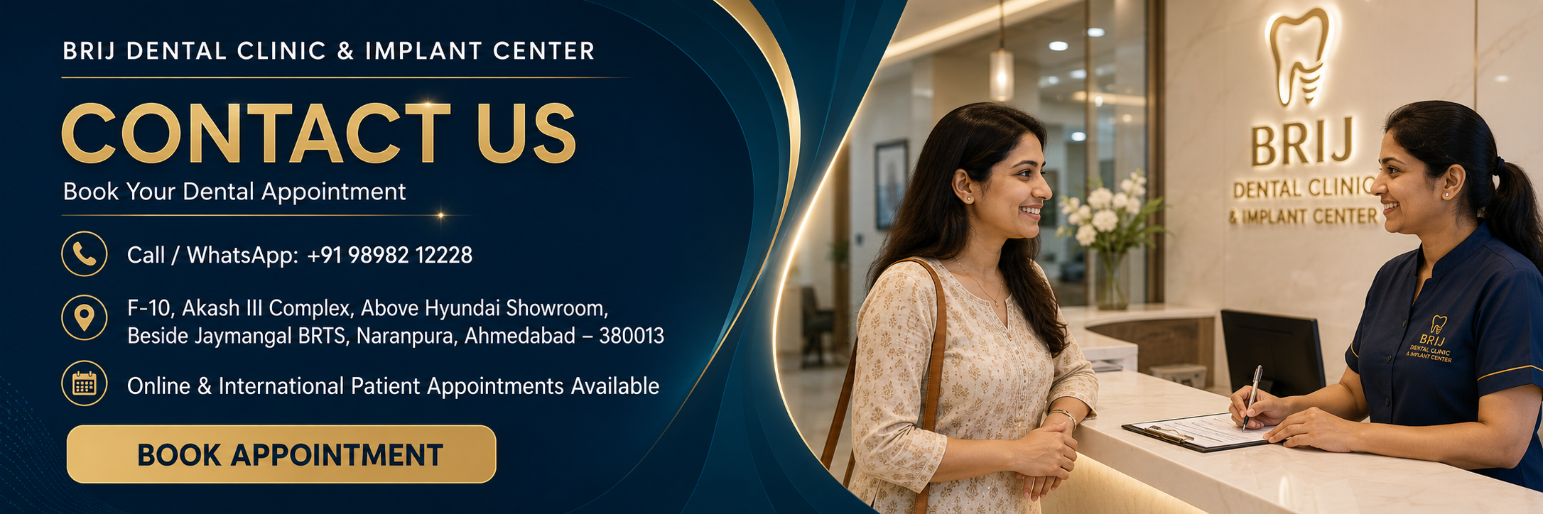 Contact us, book dental appointment in ahmedabad