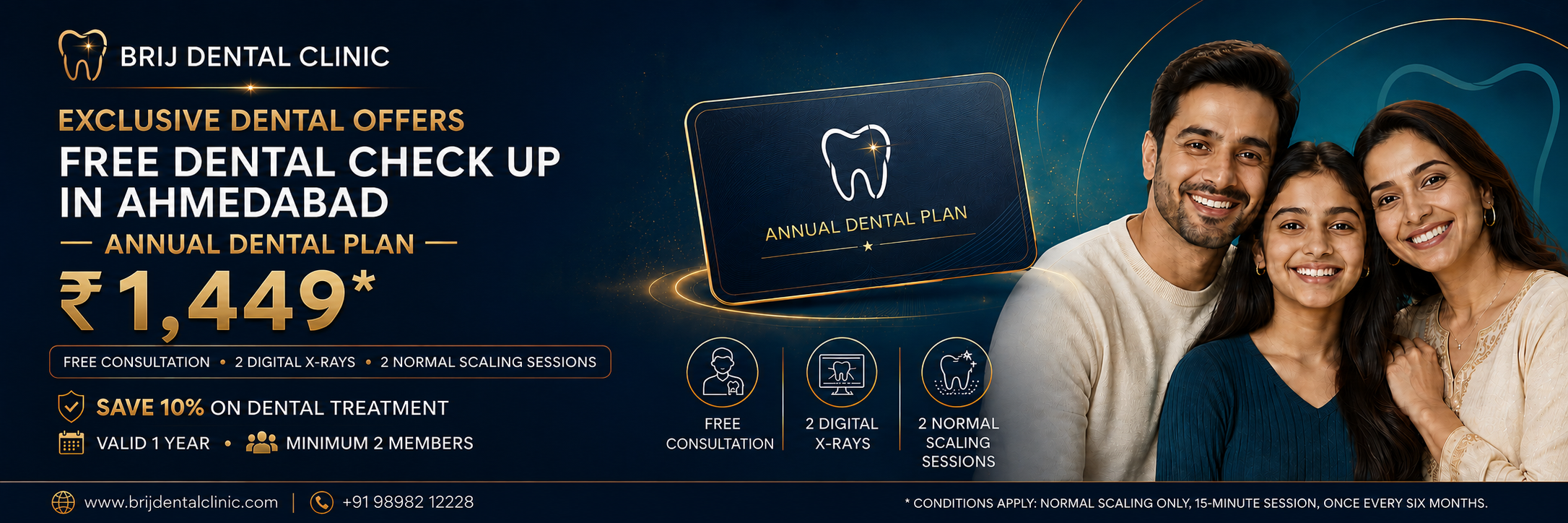 FREE DENTAL CHECK UP IN AHMEDABAD WITH 1449 PLAN AT BRIJ DENTAL CLINIC