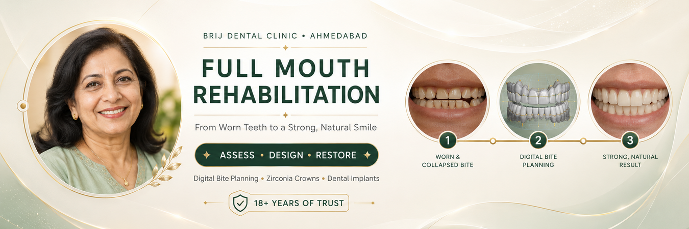 Full mouth rehabilitation with Zirconia in Ahmedabad, India