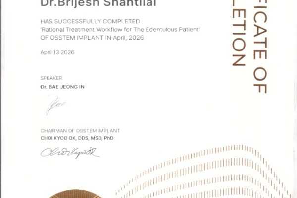 Certificate of Dental Implant Conference at Seoul, South Korea